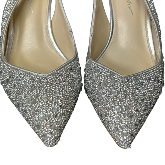 Betsey Johnson Clark Heels Silver Rhinestone Slingback Pumps Women's Size 7M - Picture 9 of 9